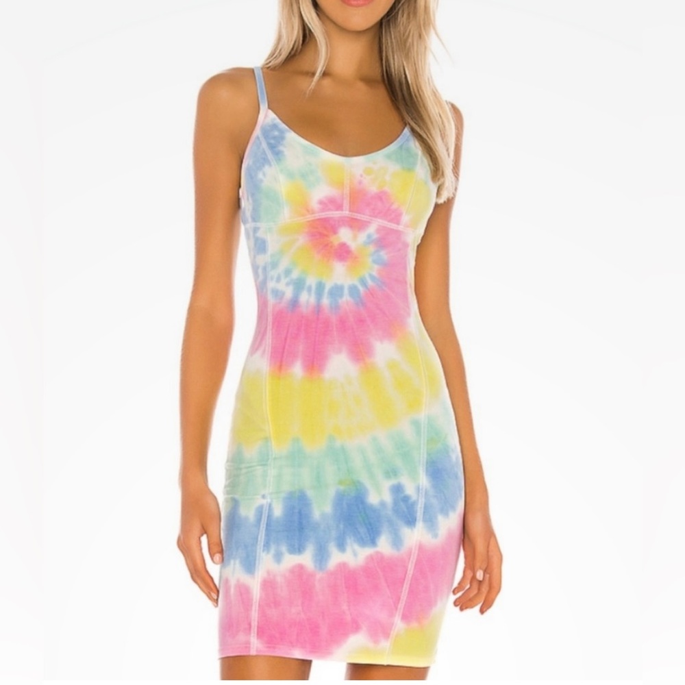 Chaser Seamed Tie Dyed Bodycon Mini Dress XS